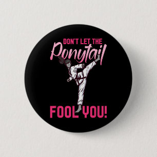 Karate Taekwondo Girls Gift 6 Cm Round Badge