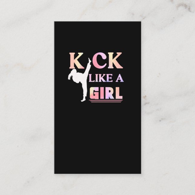 Karate Taekwondo Jiu Jitsu Girl Fighting Fun Business Card (Front)