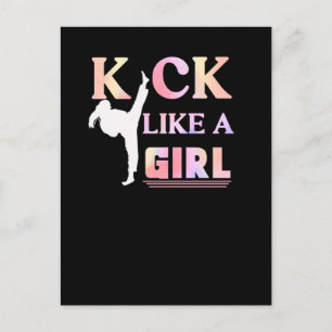 Karate Taekwondo Jiu Jitsu Girl Fighting Fun Postcard