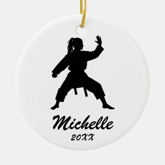 Karate / Taekwondo / judo Personalised Christmas  Ceramic Tree Decoration (Front)
