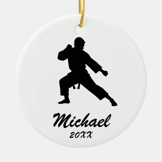 Karate / Taekwondo / judo Personalised Christmas Ceramic Tree Decoration (Front)