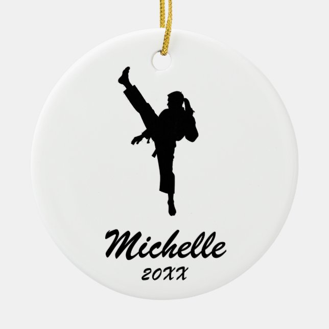Karate / Taekwondo / judo Personalised Christmas Ceramic Tree Decoration (Front)