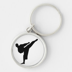 Karate / Taekwondo Kick Silhouette Round Keychain