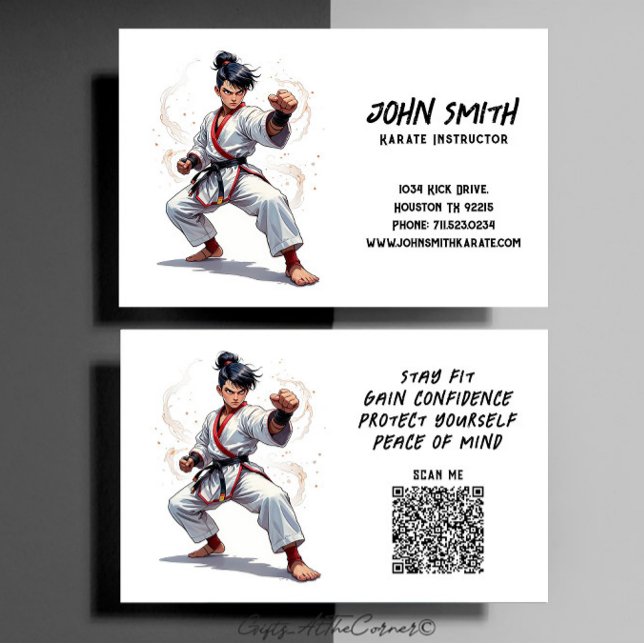 Karate Taekwondo Martial Arts Instructor Business Card (Creator Uploaded)