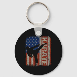 Karate Taekwondo Usa American Flag Vintage 4th Of Key Ring