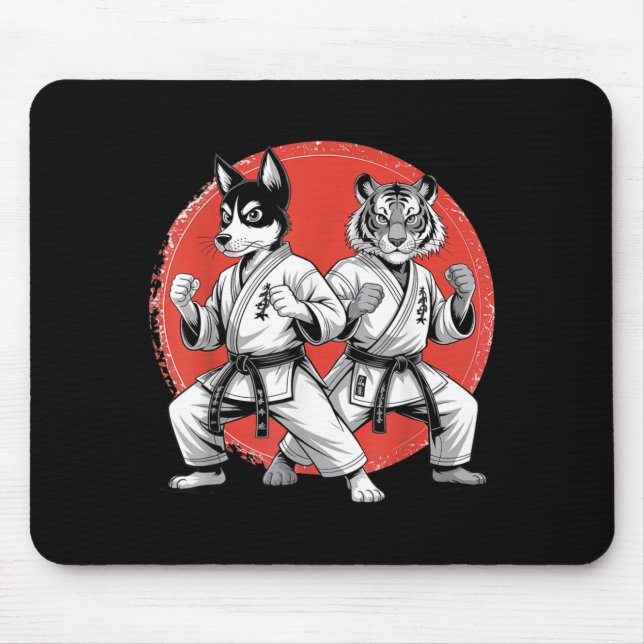 Karate Tiger Dog Karate Gi Karate Japanese Stuff Mouse Mat (Front)
