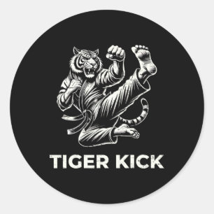 Karate Tiger Kick Fierce Martial Arts Classic Round Sticker