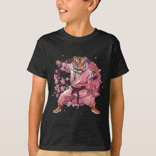 Karate Tiger Sakura Flowers Jiu-Jitsu Taekwondo T-Shirt