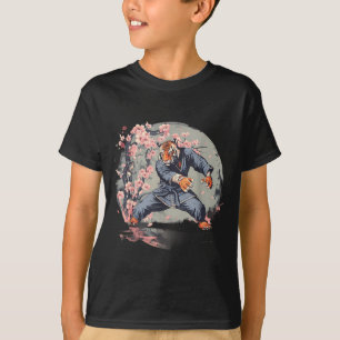 Karate Tiger Taekwondo Jiu-Jitsu Sakura Flowers T-Shirt