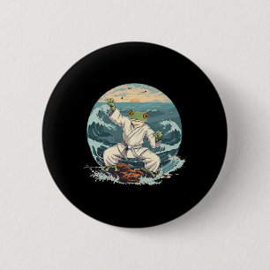 Karate Toad Taekwondo Beach Sunset Martial Arts To 6 Cm Round Badge