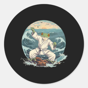 Karate Toad Taekwondo Beach Sunset Martial Arts To Classic Round Sticker