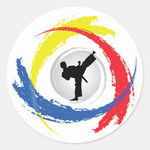 Karate Tricolor Emblem Classic Round Sticker