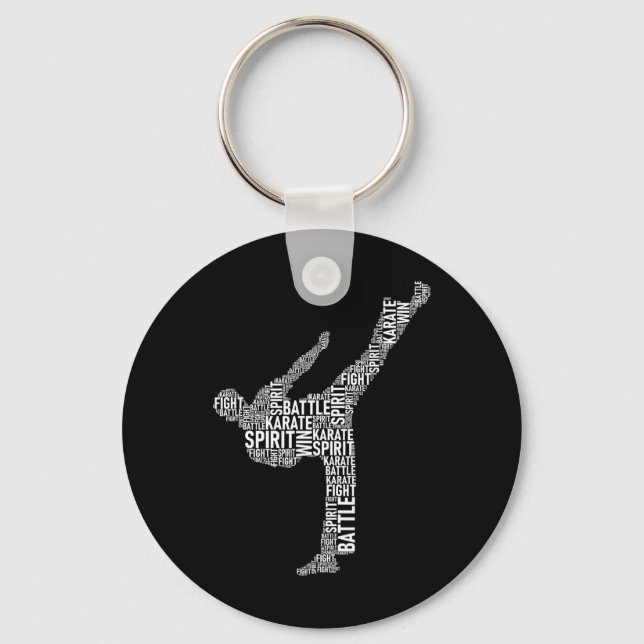 Karate Typography - Martial Arts Coach Comt Self D Key Ring (Front)