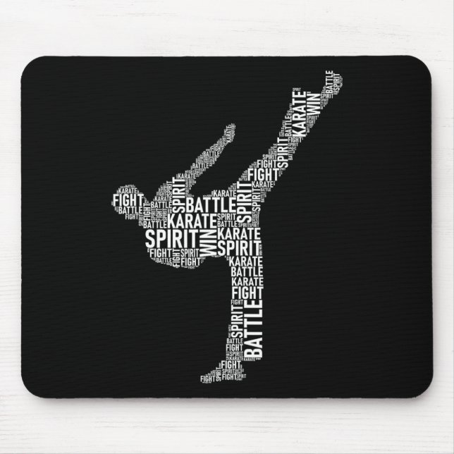 Karate Typography - Martial Arts Coach Comt Self D Mouse Mat (Front)