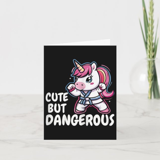 Karate Unicorn Cute But Dangerous Funny Martial Ar Card (Front)