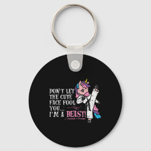 Karate Unicorn Cute Face Beast Taekwondo Martial A Key Ring