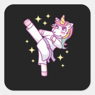 Karate unicorn cute square sticker