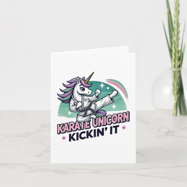 Karate Unicorn Kickin' It Martial Arts  Card (Front)