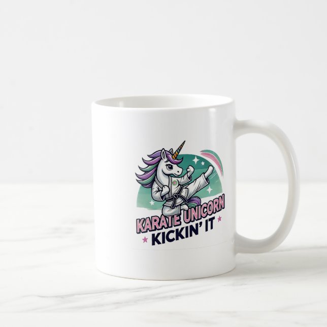 Karate Unicorn Kickin' It Martial Arts  Coffee Mug (Right)
