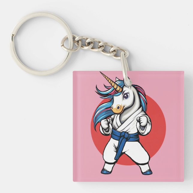 Karate Unicorn The cutest fighter  Key Ring (Front)