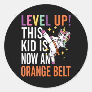 Karate Uniform Unicorn Level Up Orange Belt Award  Classic Round Sticker