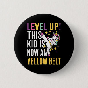 Karate Uniform Unicorn Level Up Yellow Belt Award 6 Cm Round Badge