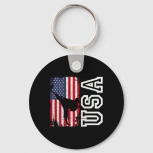 Karate Usa Flag 4th Of July Patriotic American Key Ring