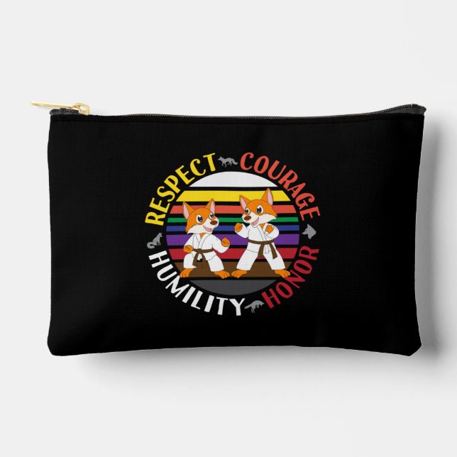 Karate Values - Cute Sparring Fox Silhouettes Accessory Pouch (Front)