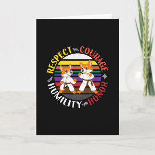 Karate Values - Cute Sparring Fox Silhouettes Card