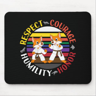 Karate Values - Cute Sparring Fox Silhouettes Mouse Mat