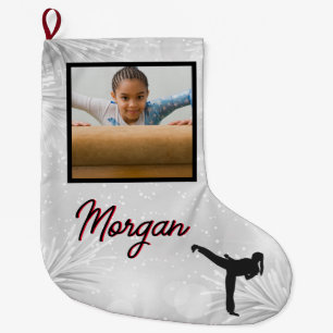 Karate Winter Wonder Personalised Photo & Name  Large Christmas Stocking