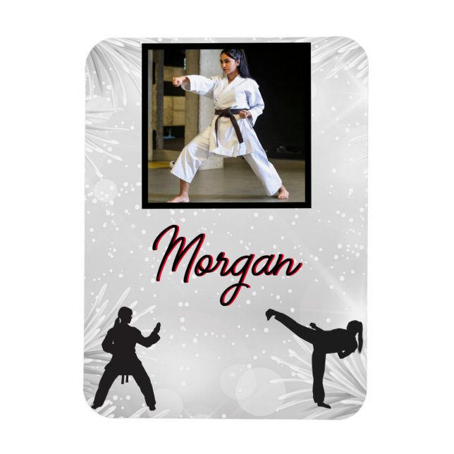 Karate Winter Wonder Personalised Photo & Name   Magnet (Vertical)