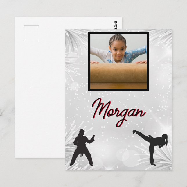 Karate Winter Wonder Personalised Photo & Name   Postcard (Front/Back)