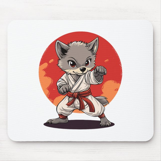 Karate Wolf Martial Arts Enthusiast Spirit  Mouse Mat (Front)