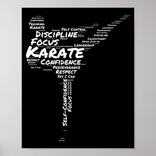 Karate Word Cloud Side Kick Motivational Inspire Poster (Front)