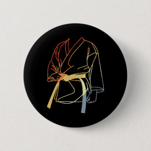 Karateka Drawing Vintage Look Karate Teacher 6 Cm Round Badge