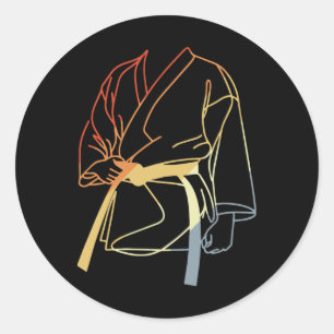 Karateka Drawing Vintage Look Karate Teacher Classic Round Sticker