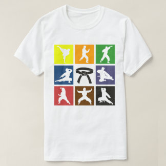 Karateka Silhouettes in Pop Art Karate Belt Colour T-Shirt