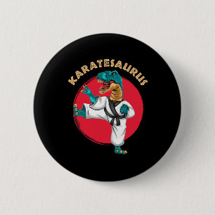 Karatesaurus Funny Karate Dinosaur  6 Cm Round Badge