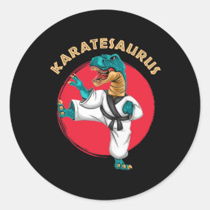 Karatesaurus Funny Karate Dinosaur  Classic Round Sticker
