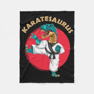 Karatesaurus Funny Karate Dinosaur  Fleece Blanket