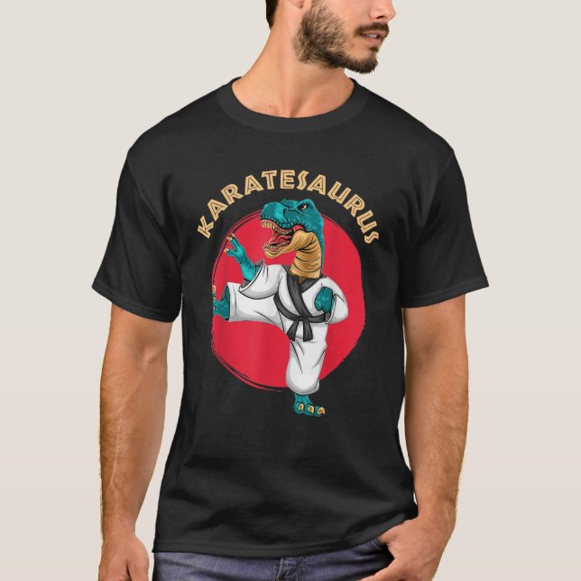 Karatesaurus Funny Karate Dinosaur T-Shirt (Front)