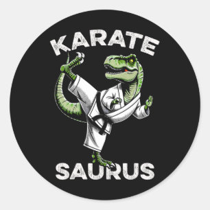 Karatesaurus T-rex Karate Dino Funny Dinosaur Mart Classic Round Sticker