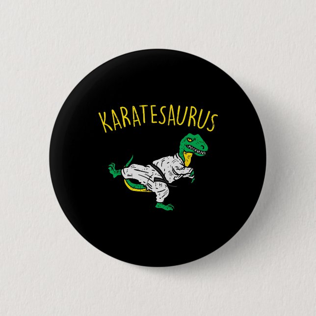 Karatesaurus Trex Karate Funny Dinosaur Martial Ar 6 Cm Round Badge (Front)