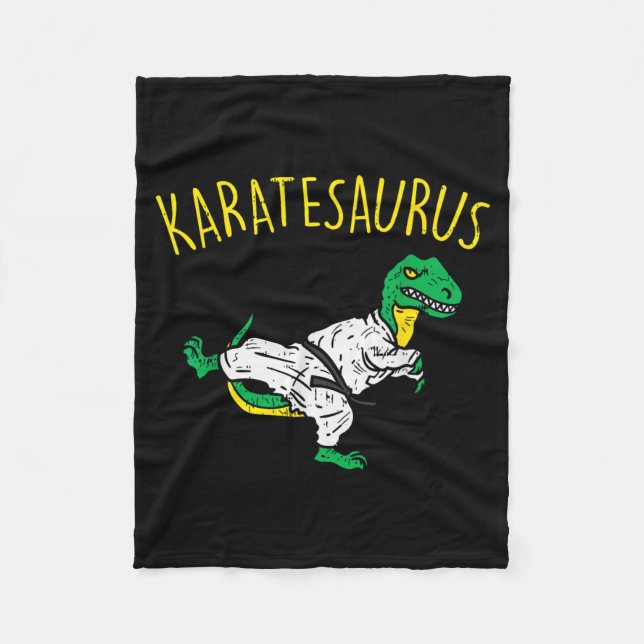 Karatesaurus Trex Karate Funny Dinosaur Martial Fleece Blanket (Front)