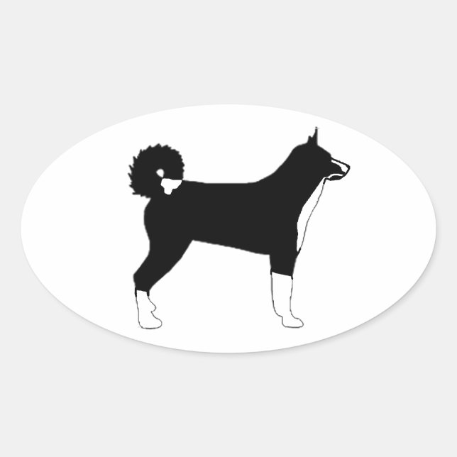 karelian bear dog colour silhouette oval sticker (Front)