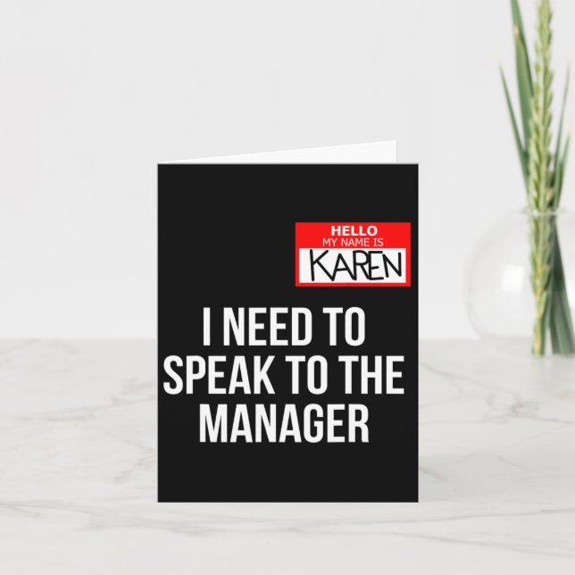 Karen Costume Halloween Can I Speak To The Manager Card (Front)