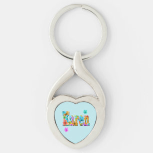 Karen Name With Blossoms, Key Ring