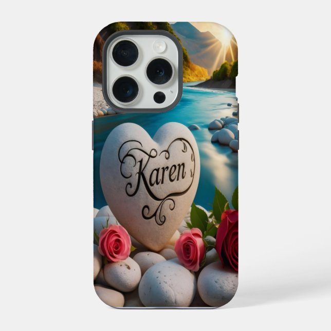 Karen's Heart stone River Sunset iPhone Case (Back)
