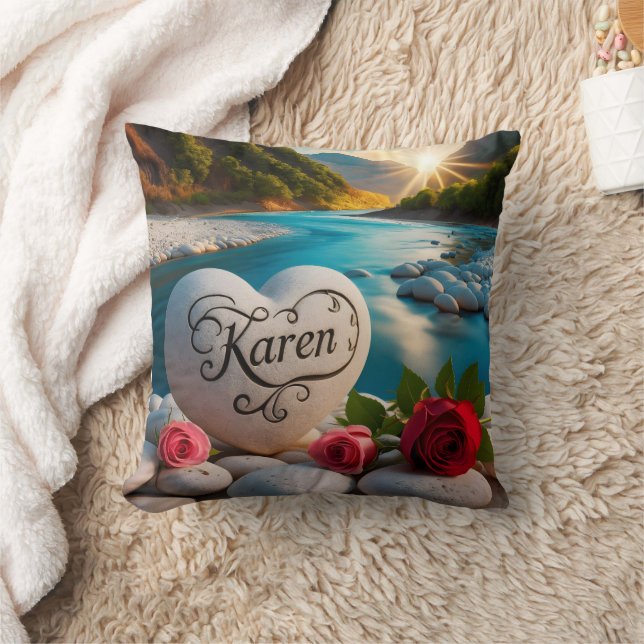 Karen's River Sunset Heart Cushion (Blanket)